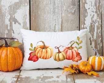 Pumpkin Pillow, Fall Decor Pillow, WaterColor Pumpkin Pillow, Thanksgiving Decorative Pillow, Fall Outdoor Decor Pillow, Farmhouse Decor