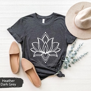 Lotus Flower T-Shirt, Botanical Shirt, Yoga Shirt, Namaste Shirt, Mandala Shirt, Yoga Teacher Gift, Yoga Lover Shirt, Yogi Gifts image 2