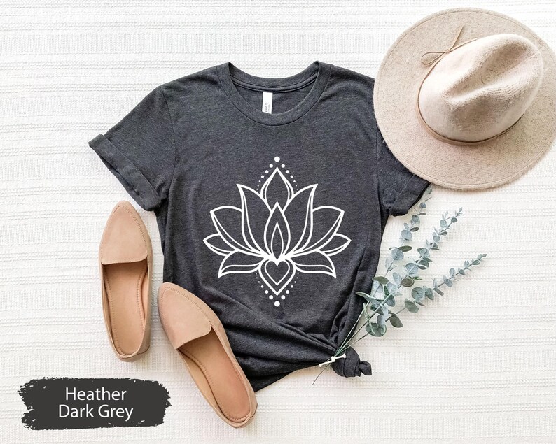 Lotus Flower T-Shirt, Botanical Shirt, Yoga Shirt, Namaste Shirt, Mandala Shirt, Yoga Teacher Gift, Yoga Lover Shirt, Yogi Gifts image 2