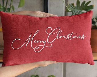 Rotes Weihnachtskissen, Frohe Weihnachten Kissenbezug, Noel Kissen, Weihnachtsdeko, Weihnachtskissenbezug, Weihnachtsdeko, Weihnachtsgeschenk, Rustikal