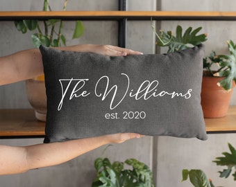Personalized Name Pillow, Wedding Gift, Farher's Day, Personalized Caligraphy Pillow Cover, Last Name Throw Pillow, Engagement Gift, Custom