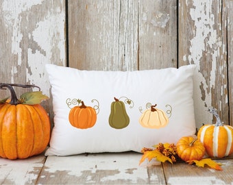 Colorful Pumpkins Pillow Cover, Fall Farmhouse Decor