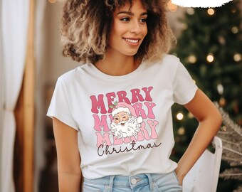 Retro Santa Merry Christmas Shirt, Christmas Santa Shirt, Santa Claus Shirt, Christmas Gift Women, Gift for Her, Christmas Shirt, Xmas Shirt