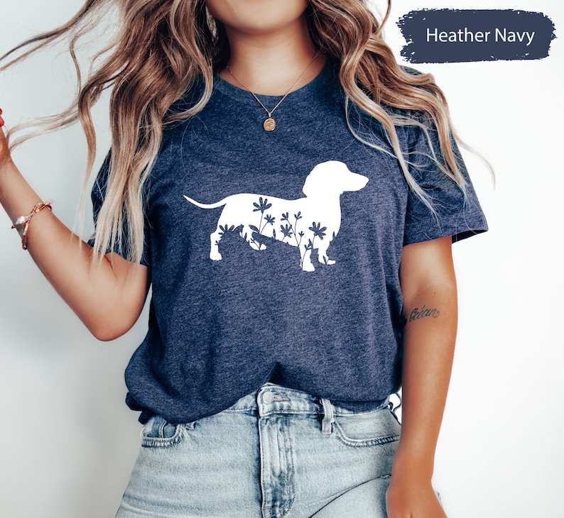 Floral Dachshund Wiener Dog Shirt, Dachshund Shirt, Dachshund Gift, Dachshund Lover Gift, Dachshund Dog Shirt, Wiener Dog Shirt image 2