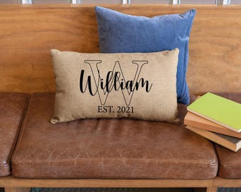 Custom Family Pillow Covers, Last Name Pillow, Wedding Gift, Custom Burlap Pillow, Family Pillow, Custom Name Pillow, Personalize Pillow