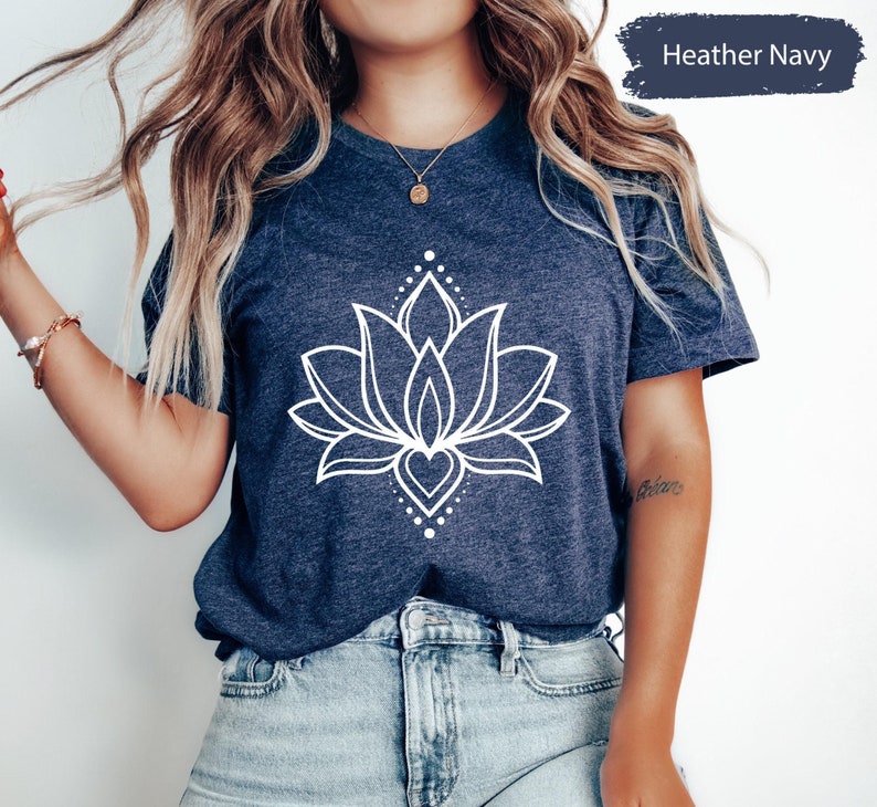 Lotus Flower T-Shirt, Botanical Shirt, Yoga Shirt, Namaste Shirt, Mandala Shirt, Yoga Teacher Gift, Yoga Lover Shirt, Yogi Gifts image 1