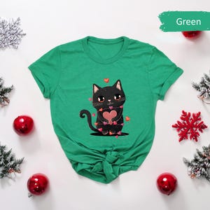 Camiseta con corazón y abrazos de gato para el día de San Valentín, camisetas para niños de San Valentín, camisetas para mamás de gatos, camisetas lindas con gatos, camisetas para parejas a juego, camisetas para amantes, regalo para ella imagen 7