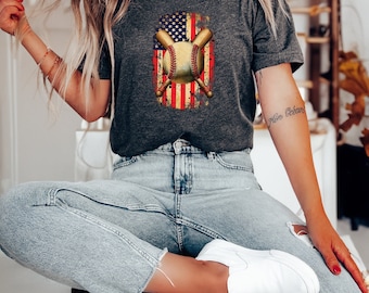 American Flag Baseball Shirt, Baseball TShirt, American Baseball Shirt, Baseball Dad Shirt, Softball Shirt, Game Day TShirt, USA Flag Tee