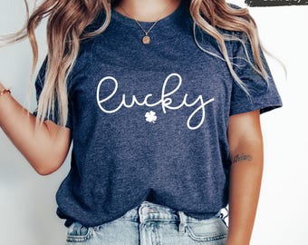 St Patrick's Day Shirt, Lucky Patricks Day Shirt, Cute Clover Graphic Tee, Irish Shirt, Lucky Charm Four Leaf Clover Shirt, Gifts for Her