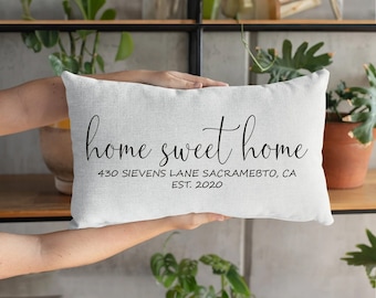 Home Address Pillow, Address Pillow, Home Pillow, House Warming Gift, Housewarming Pillow, First Home, New Home Gift, Custom Address Pillow