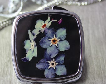 Forget Me Not Compact Mirror: Floral Pocket Mirror