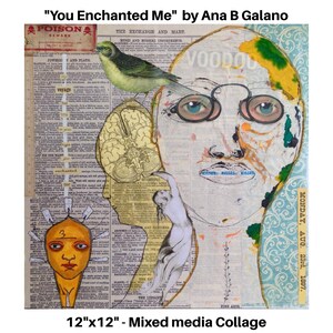 You Enchanted Me Original Artwork Collage Mixed Media Kunst 12x12 image 2