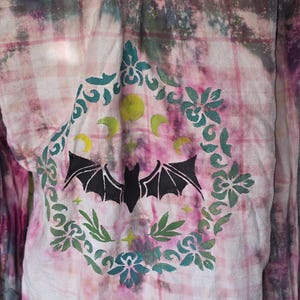 Vintage Goth Flannel Shirt collection, Hand-Painted Medusa, Upcycled Wearable Art (L-XL)