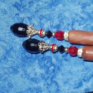 Gothic Blackwood Hairsticks with Crystals, Silver Accents Gothic Women main image 3