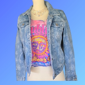 Denim Jacket with Floral Design by Mudd – Size Small