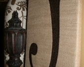 Items similar to Embroidered Initial on Burlap Wrapped ...