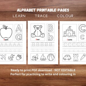 Alphabet Trace Colouring Pages