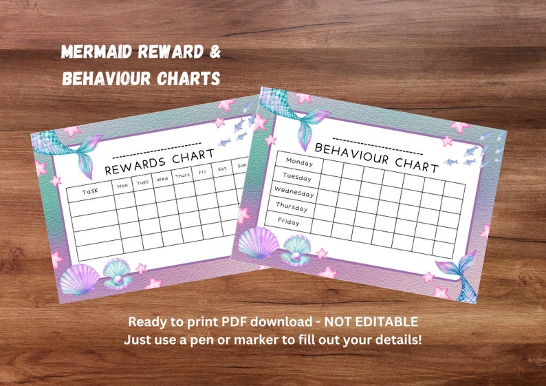 Mermaid Reward & Behaviour Charts - Etsy