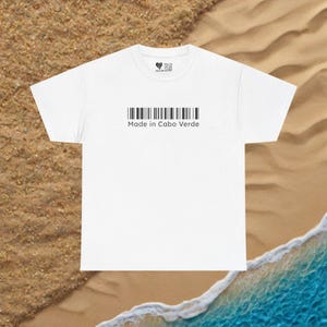 -shirt à code-barres fabriqué au Cabo Verde | Cap Vert | T-shirt unisexe en ultra coton | Cap-Vert | J'adore Kriolo