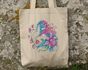 Blumen Feen Tote Bag, Feen Kunst, Fee Tragetasche, Feen Malerei, Aquarell Fee, Tragetasche Blumenfee, Feen Geschenk