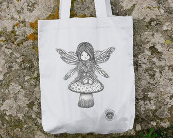 Toadstool Pixie Fantasy Tragetasche - Fantasy Tasche, Pixie Tragetasche, Pixie Art, Zauberhafte Tragetasche, Mythische Tragetaschen, Süße Fantasy Tasche