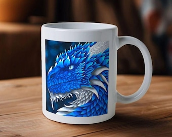 De grote draak Fantasy-mok – Drakenmok, fantasiedraakkunst, mystieke mok, middeleeuwse fantasykunst, fantasiecadeau, mythische mok, drakencadeau