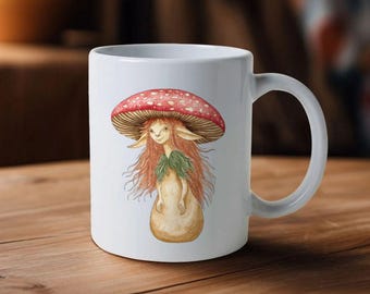 Toadstool Sprite Fantasy Mug – Toadstool Art, Fairy Gift, Ceramic Toadstool Mug, Mythical Mug, Mushroom Mug, Fairy Mug, Fantasy Gift