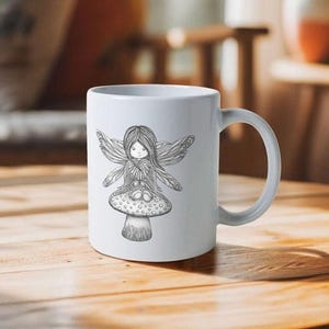 Fantasy-mok Toadstool Pixie – Fantasy Art, elfenmok, elfenkunst, betoverde mok, mythische mokken, schattige fantasiemok