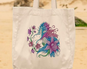 Blumenfee Tote Bag - Feen-Kunst, Aquarell Feenmalerei, Blumenelfe, Einkaufstasche, Feen Geschenk, Feen-Kunst
