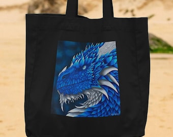 The Great Dragon Large Fantasy Tote Bag – Fantasy Art, Fantasy Dragon Tote Bag, Dragon Art, Medieval Fantasy Tote Bag, Dragon Gift