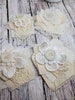 Shabby chic fabric clusters, snippets in various shades of layered cream,white Embellishments for tags, Junk Journals, Albums, Scrapbooks 