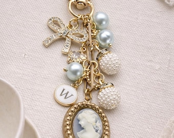Vintage Inspired Cameo Bag Charm Romantic Handbag Jewelry Personalized Feminine Accessories