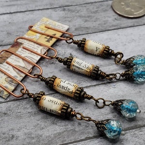 Altered paperclip bead dangle clip vintage inspired journal charm junk journal planner accessory scrapbooking gift holiday stocking stuffer