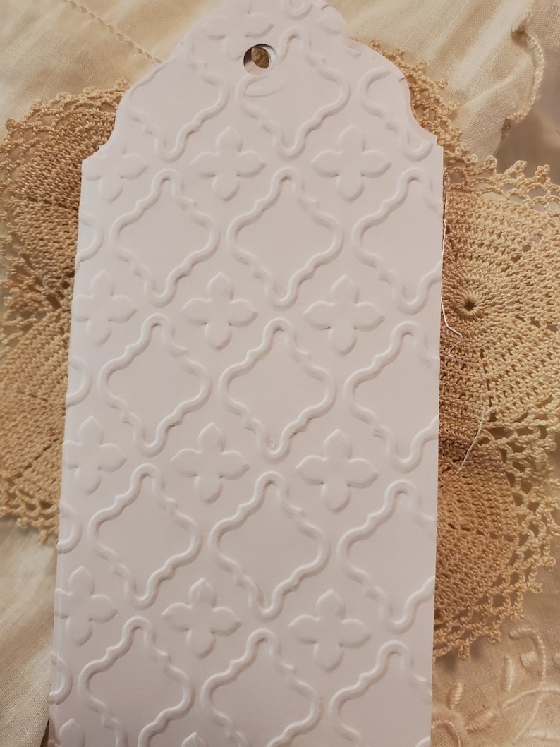 Embossed Pattern White Cardstock Tags Set of 10 Etsy