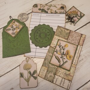 Vintage Botanical Loaded Library Pocket Insert, Library Card With ...