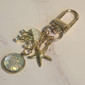 Ocean Themed Charm Keychain • Beachy Bag Charm • Coastal Accessory for Her