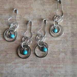 Turquoise bead dangles featuring silver rings bulb clip embellishment for Junk Journal, planners, tags image 1