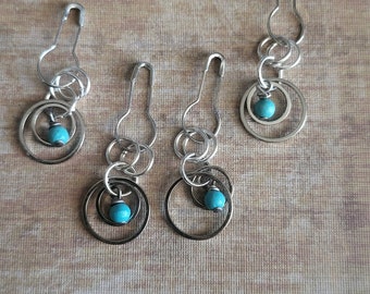 Turquoise bead dangles featuring silver rings |  bulb clip embellishment  for Junk Journal, planners, tags