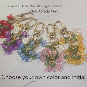 Purse charm flower bag clip unique tote jewelry gift for her nature lover lily of the valley colorful backpack accessory