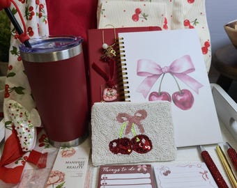 Cherry Gift Box Tote Journals Tumbler Handmade Accessories Teacher Birthday Present