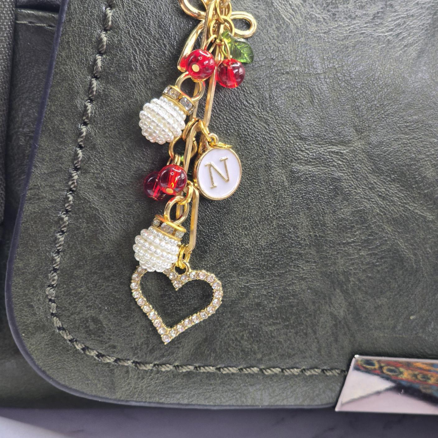 Wullina Cherry Keychain Bag Charm - Cute Purse Accessory & Keyring Gift For Handbags