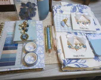 Blue Cottagecore Curated Gift Box, Cozy Stationery Collection for Book Lovers