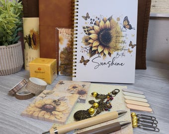 Sunflower Gift Set, Journal Tote, Bee Stationery, Cottagecore Care Package for Her