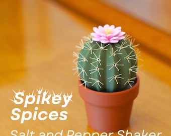 Spikey Spices – 3D Printed Cactus Salt and Pepper Shaker Set | Unique Succulent Kitchenware & Gift, Nature Inspired Plant, ForgeCore