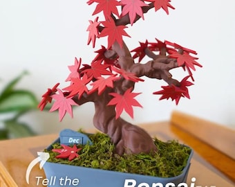 Bonsai Tree Calendar, Japanese Maple Calendar, Housewarming Gift, Desk Decor for Office, Fake Plant, ForgeCore, Custom 3D Print