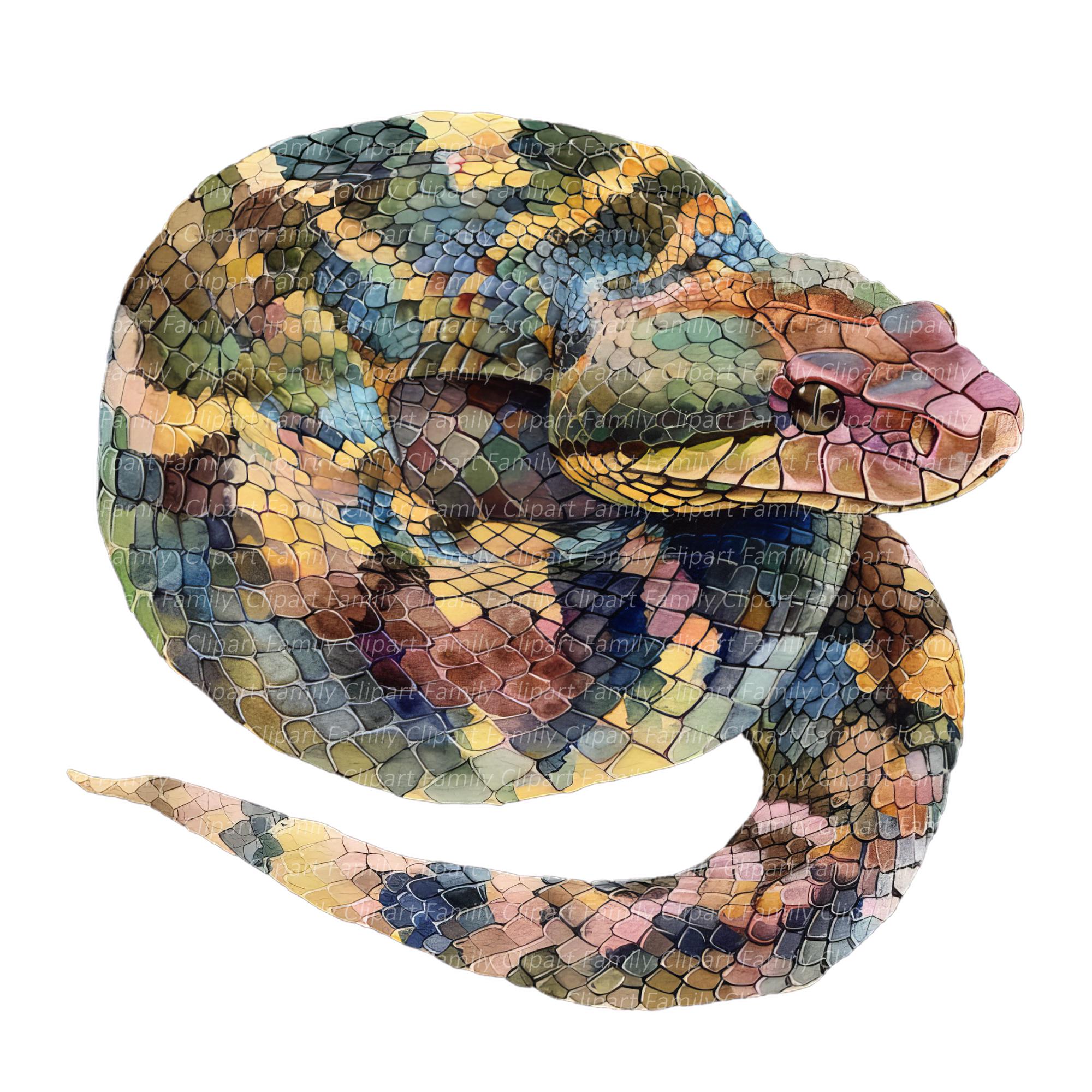 15 Watercolor Snakes Clipart, Snakes Clip Art, Printable Watercolor ...