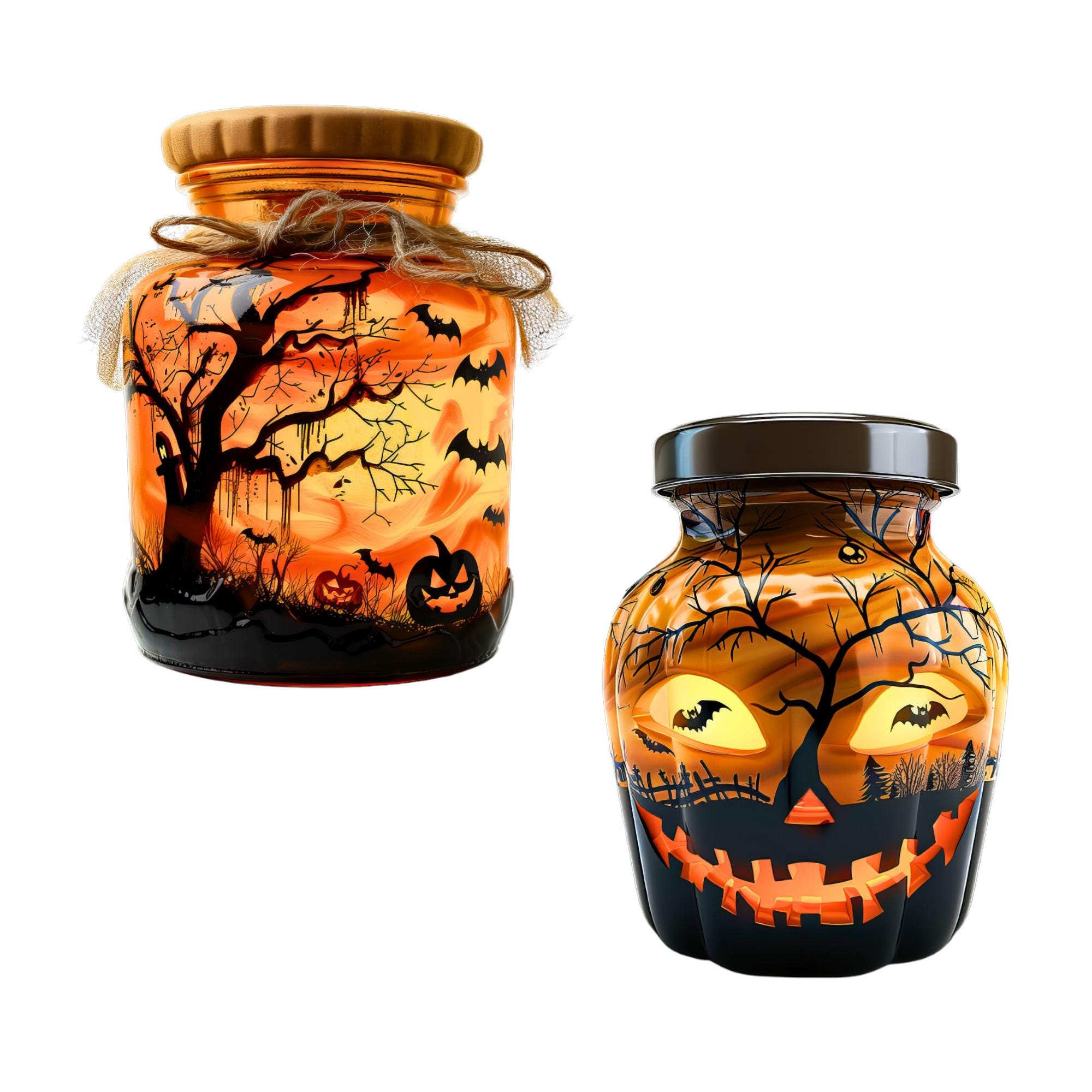 10 Halloween Jar Clipart, Haunted House Jar, Printable 3D Clipart, High ...