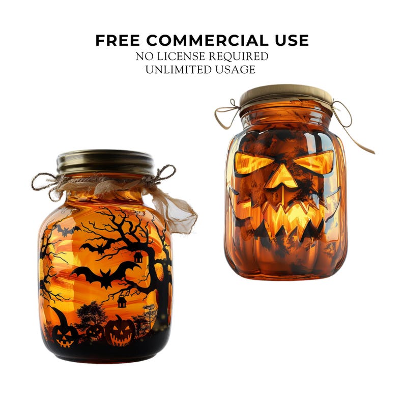 10 Halloween Jar Clipart, Haunted House Jar, Printable 3D Clipart, High ...