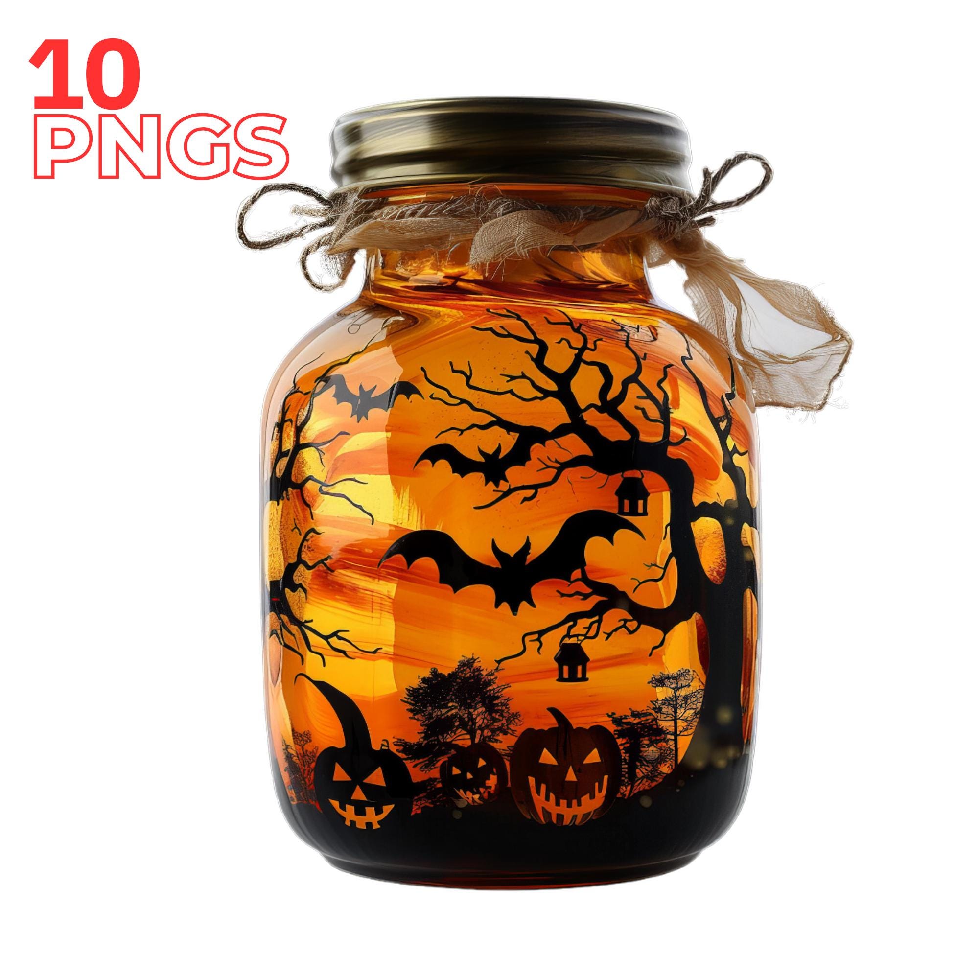 10 Halloween Jar Clipart, Haunted House Jar, Printable 3D Clipart, High ...