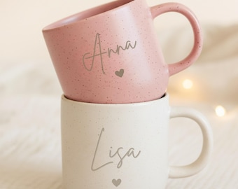 Personalisierte Tasse | Name | Gravur Geschenk Freundin Frau Mann | Geburtstag | Weihnachten, Ostern | Kaffee Tee | Steingut Keramik